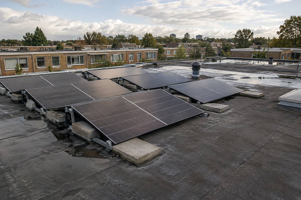 Zonnepanelen op een plat dak: zuid of oost-west, ballast of verankering?